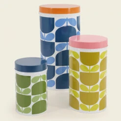 Orla Kiely Block Flower Set Of 3 Nesting Canisters