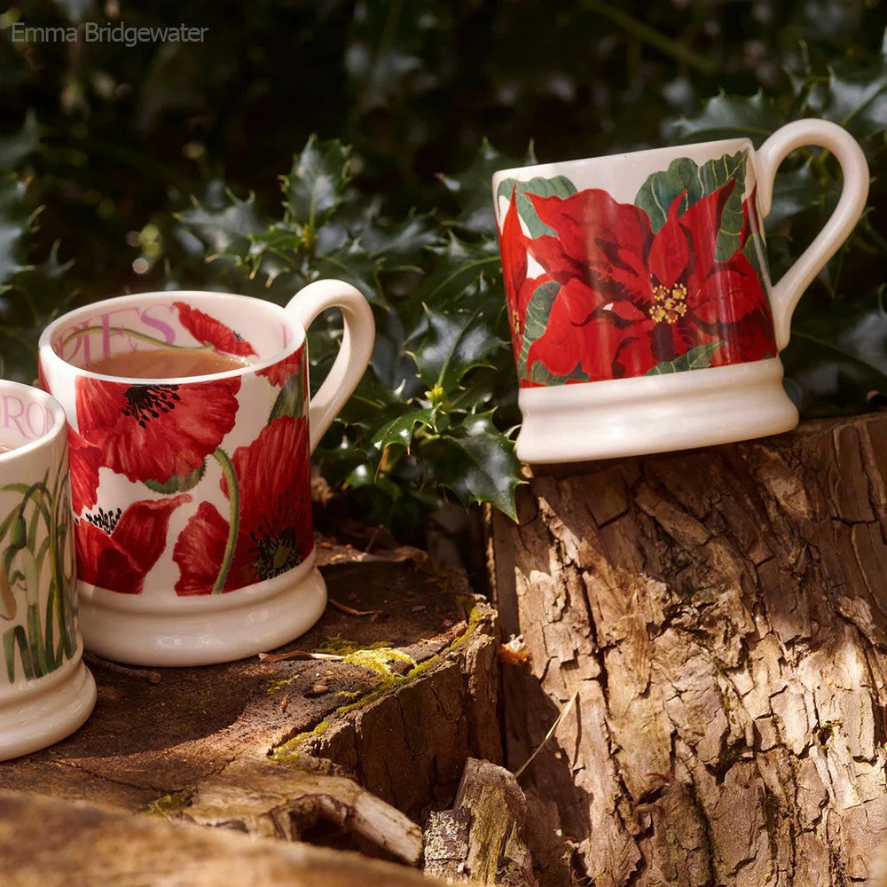 Emma Bridgewater Poinsettia Half Pint Mug 4 Emma Bridgewater Poinsettia Half Pint Mug - Image 2