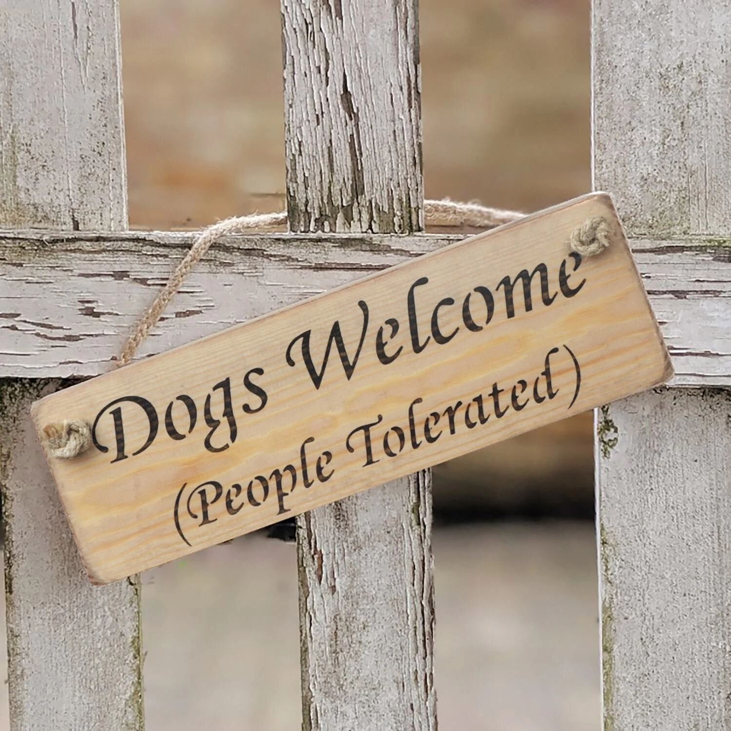 Austin Sloan ‘Dogs Welcome People Tolerated’ Natural Wooden Sign 4 Austin Sloan ‘Dogs Welcome People Tolerated’ Natural Wooden Sign - Image 2