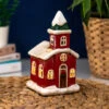 Shudehill Village Pottery Small Red Christmas Church Tealight Holder -Home Furnishings Store 310805 shudehill village pottery small red christmas church tealight holder