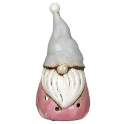 Shudehill Village Pottery Large Pink & Grey Gonk Tealight Holder -Home Furnishings Store 320052 shudehill village pottery large pink grey gonk tealight holder 1