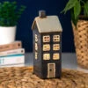 Shudehill Village Pottery Mini Tall Dark Blue House Tealight Holder