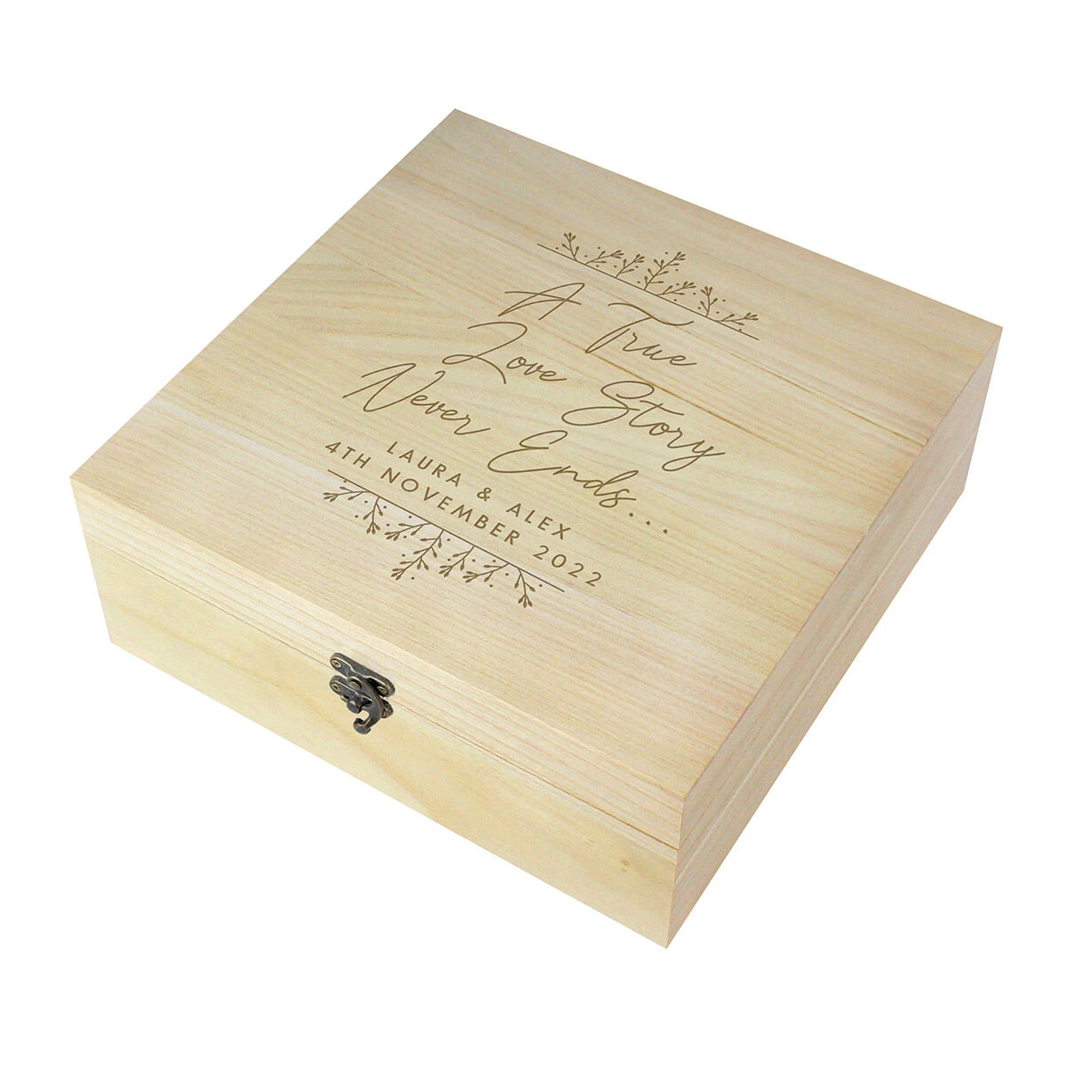 Personalised ‘True Love Story’ Wooden Keepsake Box 4 Personalised ‘True Love Story’ Wooden Keepsake Box - Image 2