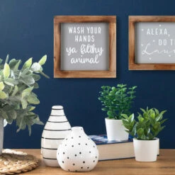 Langs ‘Wash Your Hands’ Framed Wooden Plaque -Home Furnishings Store 8ba425 langs wash your hands framed wooden plaque lifestyle 2