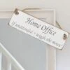 Austin Sloan ‘Home Office If Unattended’ White Wooden Sign -Home Furnishings Store austin sloan 30hmeoffmw home office if unattended white wooden sign lifestyle
