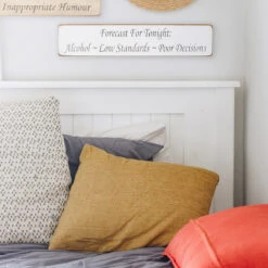 Austin Sloan ‘Forecast For Tonight’ Long White Wooden Sign -Home Furnishings Store austin sloan 45fcftalcow forecast for tonight long white wooden sign 3