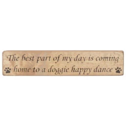 Austin Sloan ‘Doggie Happy Dance’ Long Natural Wooden Sign