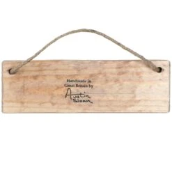 Austin Sloan ‘Posher Than Next Door’ White Wooden Sign -Home Furnishings Store austin sloan bright natural wooden sign back 8