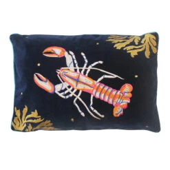 House Of Disaster Coral Lobster Velvet Cushion