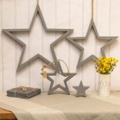 East Of India Grey Hanging Outline Star Set -Home Furnishings Store east of india 535 grey hanging outline star set lifestyle 3