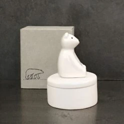East Of India Polar Bear Little Porcelain Pot -Home Furnishings Store east of india 6184 bear trinket pot 1