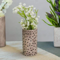East Of India Dimpled Spot Small Hand Painted Vase