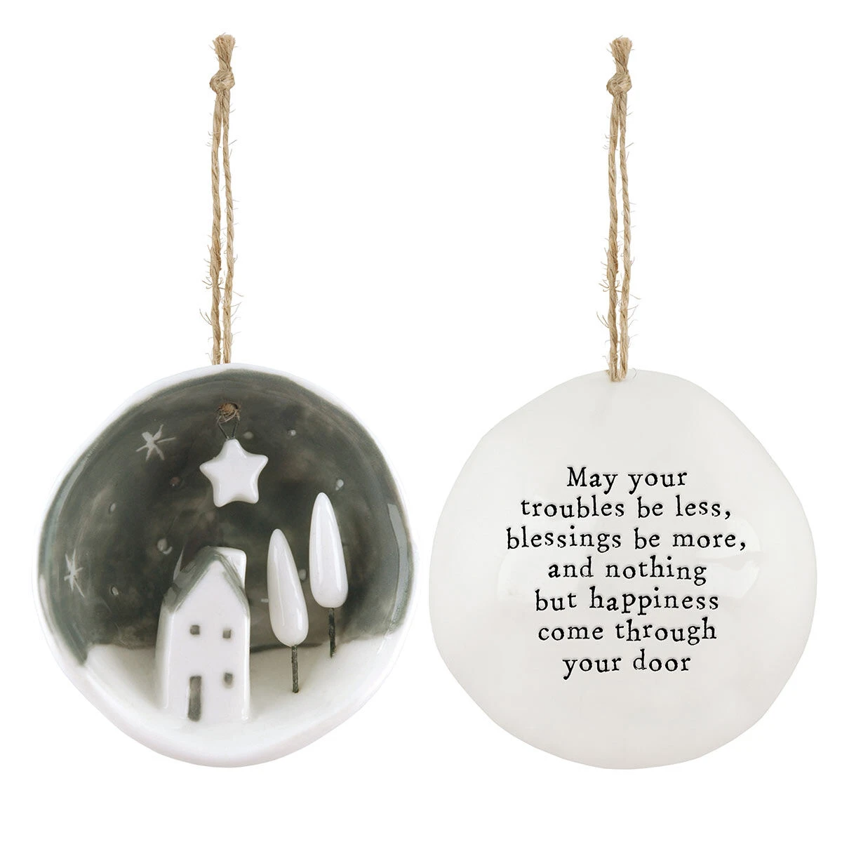 East Of India 'May Your Troubles' Half Porcelain Bauble 4 East Of India 'May Your Troubles' Half Porcelain Bauble - Image 2