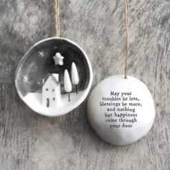 East Of India 'May Your Troubles' Half Porcelain Bauble