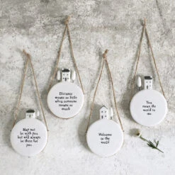 East Of India ‘Distance Means So Little’ Circle Porcelain Hanger -Home Furnishings Store east of india eoi 6583 may not be with you circle porcelain hanger 3 1