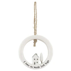 East Of India ‘No Words Just Hugs’ Circle Porcelain Hanger -Home Furnishings Store east of india eoi 6588 no words just hugs circle open porcelain hanger 1