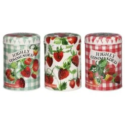 Emma Bridgewater Fruits Strawberries Set Of Three Round Caddies