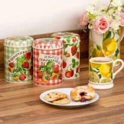 Emma Bridgewater Fruits Strawberries Set Of Three Round Caddies -Home Furnishings Store elite emma bridgewater str2900 strawberries set of three round caddies lifestyle