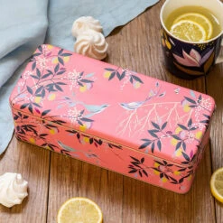 Sara Miller Coral Orchard Birds Long Deep Rectangular Tin -Home Furnishings Store elite sm8090 sara miller coral orchard long deep rectangular tin lifestyle