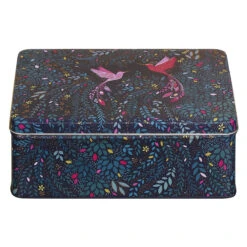 Sara Miller Black Hummingbird Paradise Deep Rectangular Tin -Home Furnishings Store elite sm9670 sara miller black hummingbird paradise deep rectangular tin 2