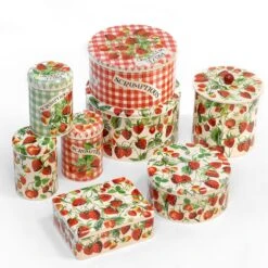 Emma Bridgewater Fruits Strawberries Set Of Three Round Caddies -Home Furnishings Store emma bridgewater strawberry tins group