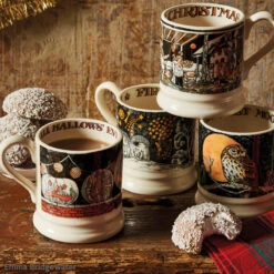 Emma Bridgewater The Night Sky Christmas Carolling Half Pint Mug -Home Furnishings Store emmabridgewater blkwhteorg illustration mugs ls