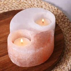 Widdop & Co Yin And Yang Rock Salt Double Tea Light Holder