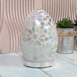 Desire White Flower Egg Colour Changing Aroma Humidifier -Home Furnishings Store lesser and pavey lp47500 desire white flower humidifier lifestyle 2