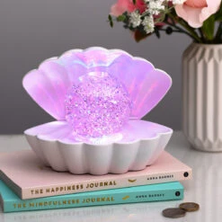 White Glitter Pearl Seashell Colour Changing Mood Light