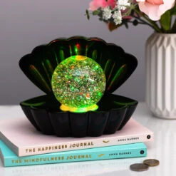 Black Glitter Pearl Seashell Colour Changing Mood Light -Home Furnishings Store lesser and pavey lp49422 black seashell light 5