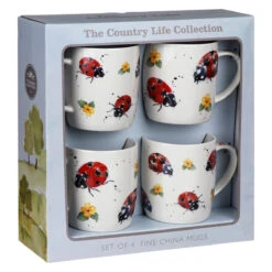 Jennifer Rose Country Life Set Of 4 Ladybird Mug