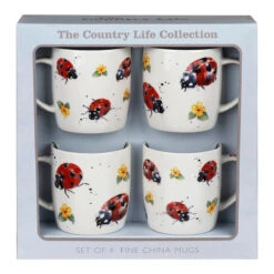 Jennifer Rose Country Life Set Of 4 Ladybird Mug -Home Furnishings Store lesser pavey lp34080 country life set of 4 ladybird mugs 02 copy 2