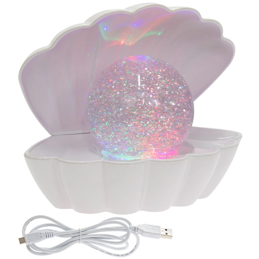 White Glitter Pearl Seashell Colour Changing Mood Light 4 White Glitter Pearl Seashell Colour Changing Mood Light - Image 2