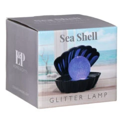 Black Glitter Pearl Seashell Colour Changing Mood Light -Home Furnishings Store lp49422 black seashell light packaging
