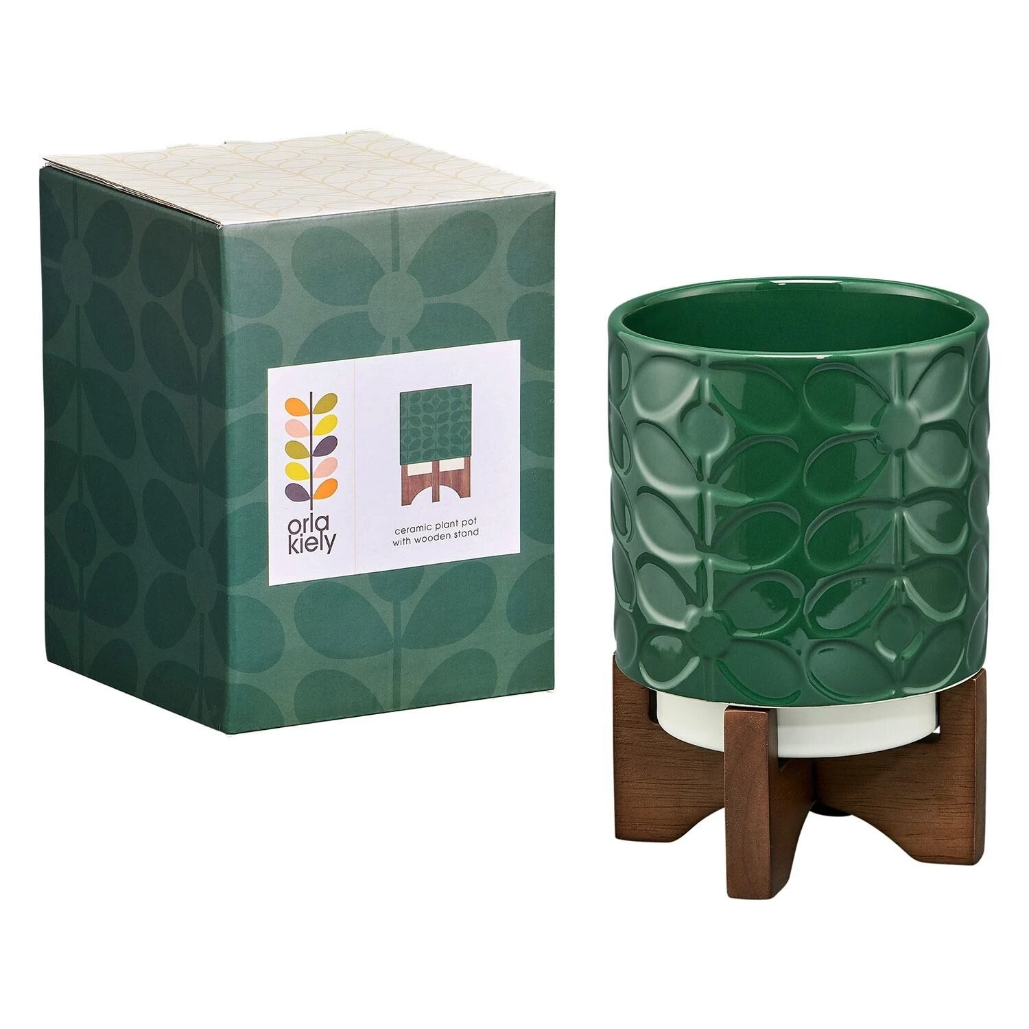 Orla Kiely Sixties Stem Jade Ceramic Plant Pot 4 Orla Kiely Sixties Stem Jade Ceramic Plant Pot - Image 2