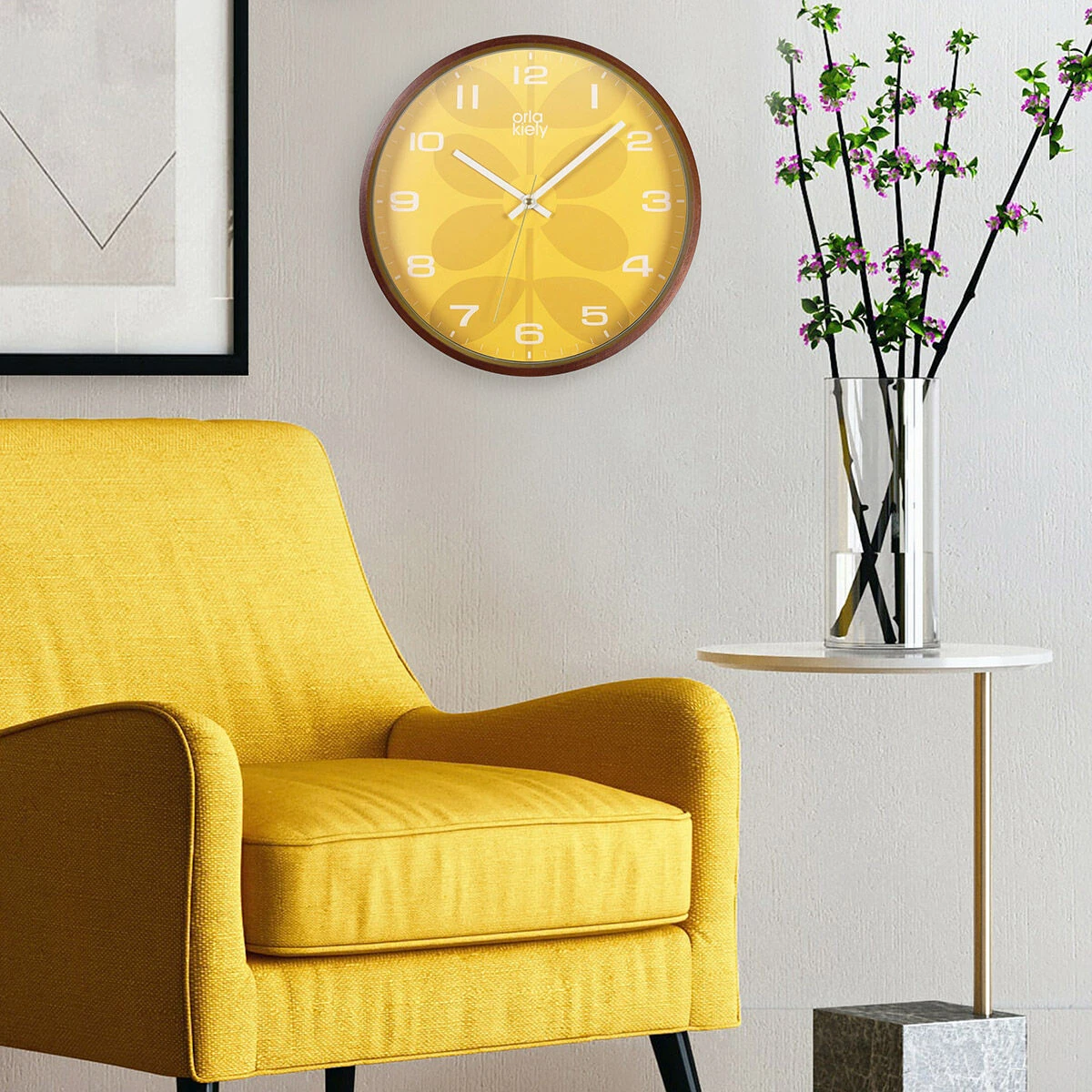 Orla Kiely Mustard Wall Clock 6 Orla Kiely Mustard Wall Clock - Image 4