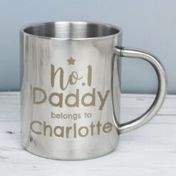 Personalised No.1 Daddy Stainless Steel Mug -Home Furnishings Store p0104m29 personalised no.1 daddy stainless steel mug 3