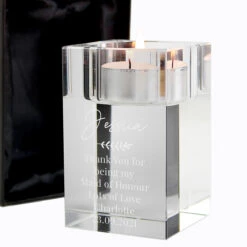 Personalised Leaf Glass Tea Light Holder -Home Furnishings Store p0107g47 personalised leaf free text glass tea light holder 6