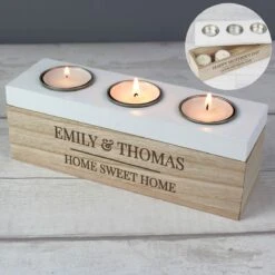 Personalised Classic Triple Tea Light Box -Home Furnishings Store p0111b41 pmc personalised classic triple tea light box 1