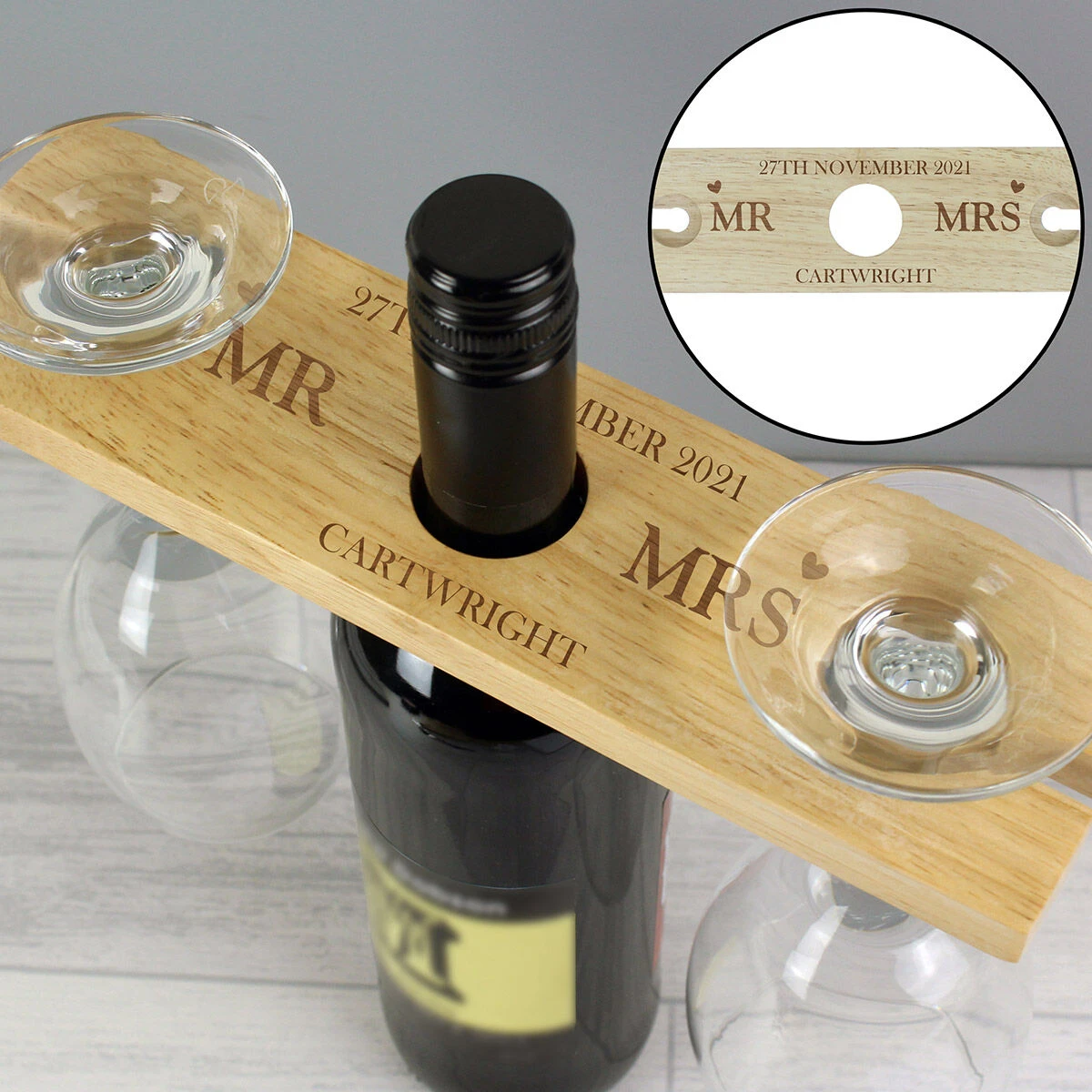 Personalised Married Couple Wine Glass & Bottle Butler 5 Personalised Married Couple Wine Glass & Bottle Butler - Image 3
