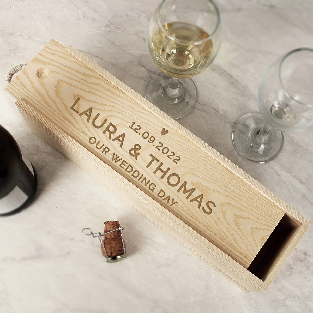 Personalised Love Heart Wooden Wine Bottle Box 3 Personalised Love Heart Wooden Wine Bottle Box