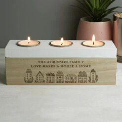 Personalised HOME Triple Tea Light Box -Home Furnishings Store p0111e55 pmc personalised home triple tea light box 6