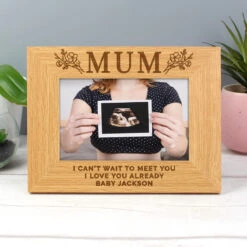 Personalised Floral Mum 4x6 Oak Finish Photo Frame -Home Furnishings Store p011499 personalised floral mum 4x6 oak finish photo frame 4