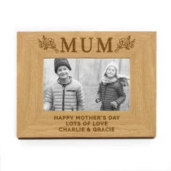 Personalised Floral Mum 4x6 Oak Finish Photo Frame -Home Furnishings Store p011499 personalised floral mum 4x6 oak finish photo frame 5