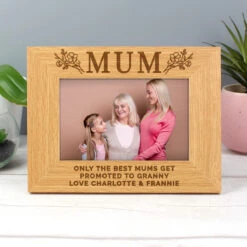 Personalised Floral Mum 4x6 Oak Finish Photo Frame -Home Furnishings Store p011499 personalised floral mum 4x6 oak finish photo frame 7
