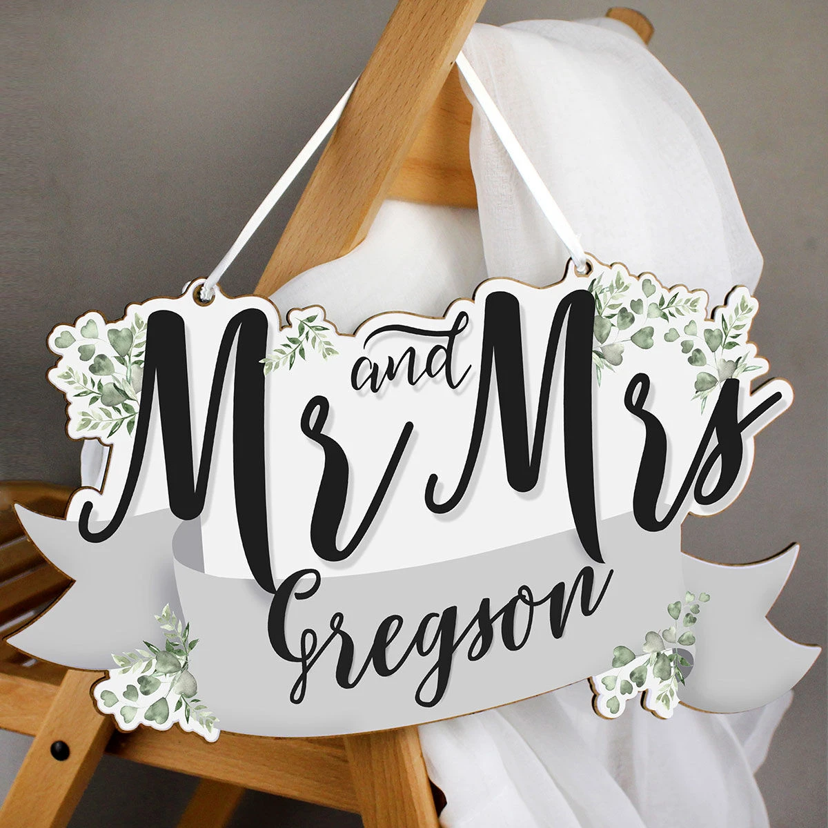 Personalised ‘Mr & Mrs’ Wooden Hanging Decoration 3 Personalised ‘Mr & Mrs’ Wooden Hanging Decoration