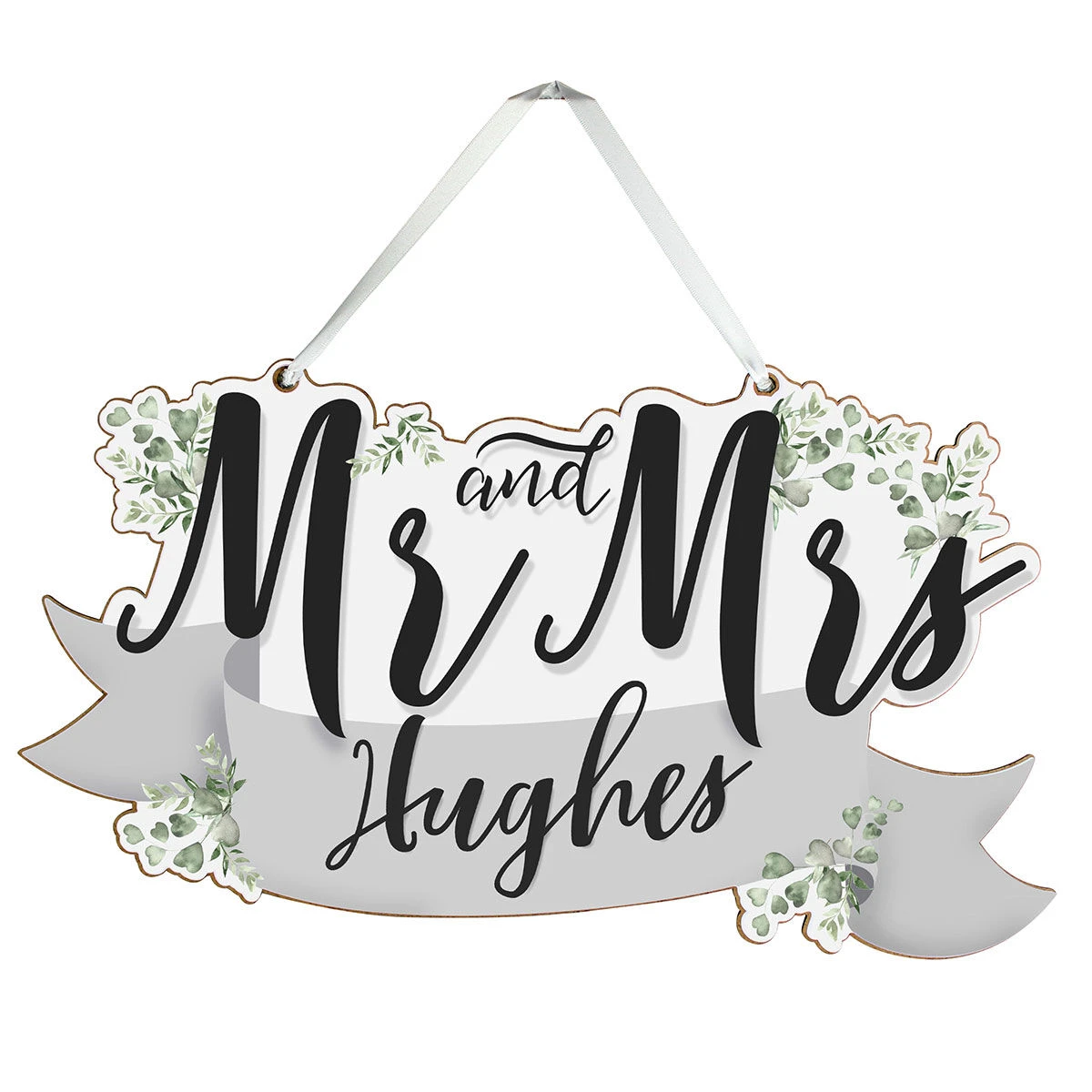 Personalised ‘Mr & Mrs’ Wooden Hanging Decoration 4 Personalised ‘Mr & Mrs’ Wooden Hanging Decoration - Image 2