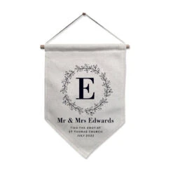 Personalised ‘Floral Leaf’ Hanging Decorative Banner -Home Furnishings Store p0810a05 4