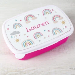 Personalised Rainbow ‘Name Only’ Pink Lunch Box -Home Furnishings Store p0813b65 3