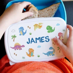 Personalised Dinosaur ‘Name Only’ Blue Lunch Box -Home Furnishings Store p0813b70